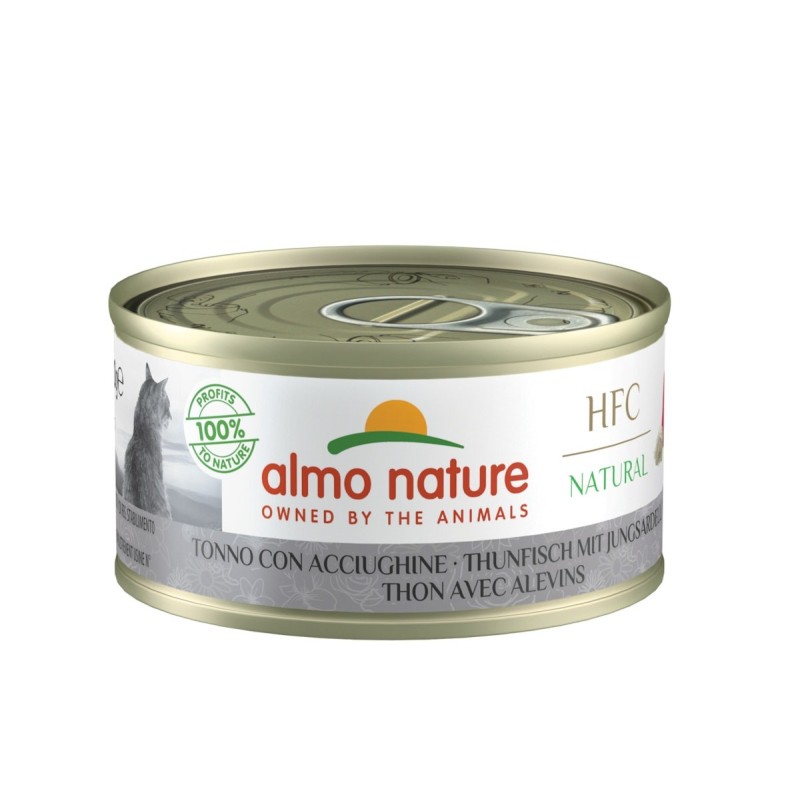 Almo Nature HFC Natural 70g Dose Katzennassfutter Sparpaket 48 x 70 Gramm Thunfisch & Jungsardellen