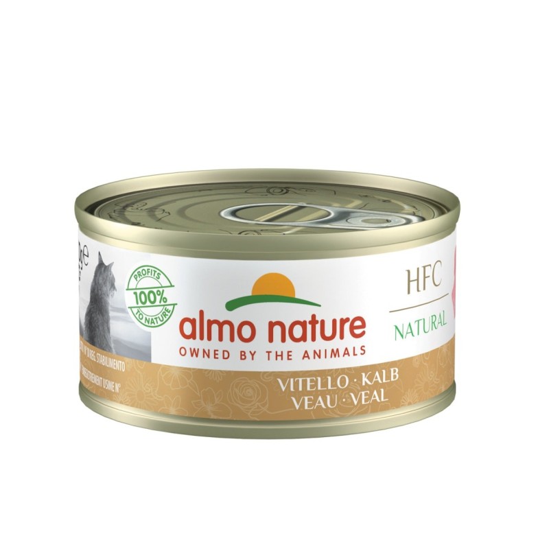 Almo Nature HFC Natural 70g Dose Katzennassfutter Sparpaket 48 x 70 Gramm Kalb