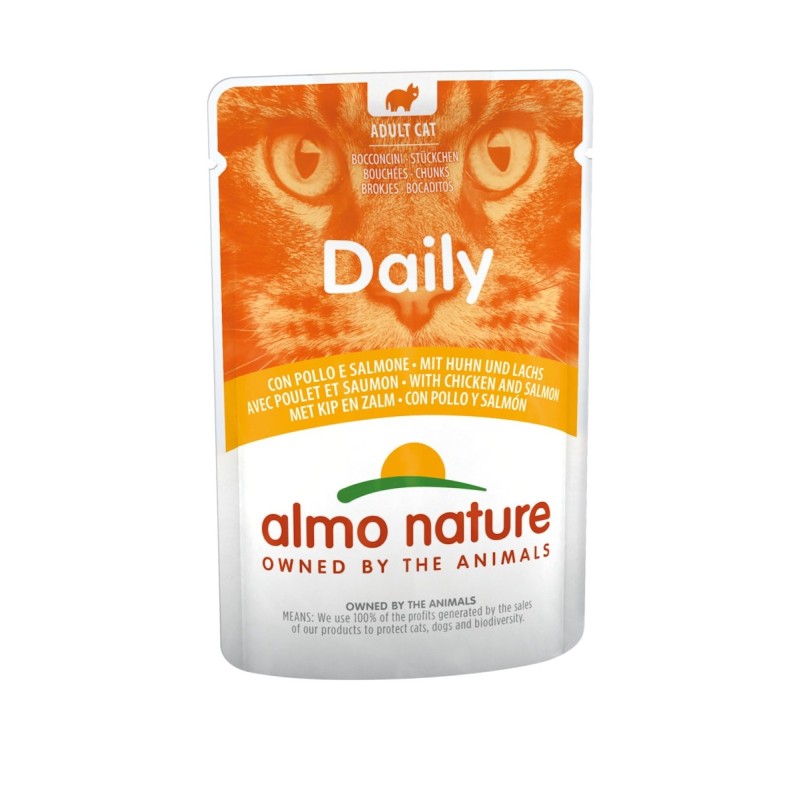 Almo Nature Daily Menu 70g Beutel Katzennassfutter Sparpaket 60 x 70 Gramm Huhn & Lachs