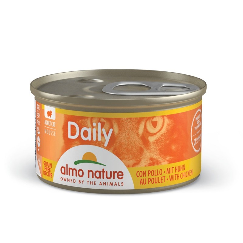 Almo Nature Daily Menu 85g Dose Katzennassfutter Sparpaket 48 x 85 Gramm Mousse Huhn