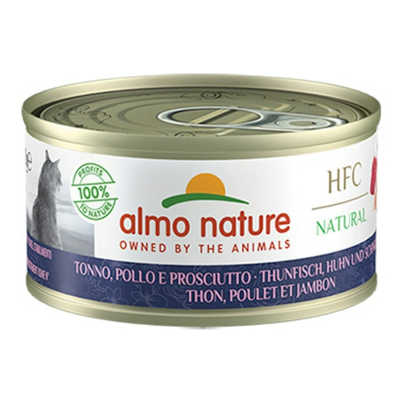 Almo Nature HFC Cuisine Natural 70g Dose Katzennassfutter 24 x 70 Gramm Thunfisch, Huhn & Schinken