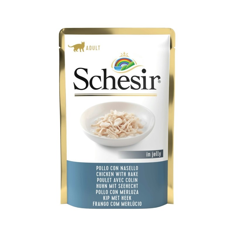 Schesir Jelly Beutel 85 Gramm Katzennassfutter 20 x 85 Gramm Huhn & Seehecht