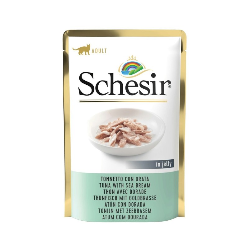 Schesir Jelly Dose 85 Gramm Katzennassfutter 24 x 85 Gramm Thunfisch & Goldbrasse