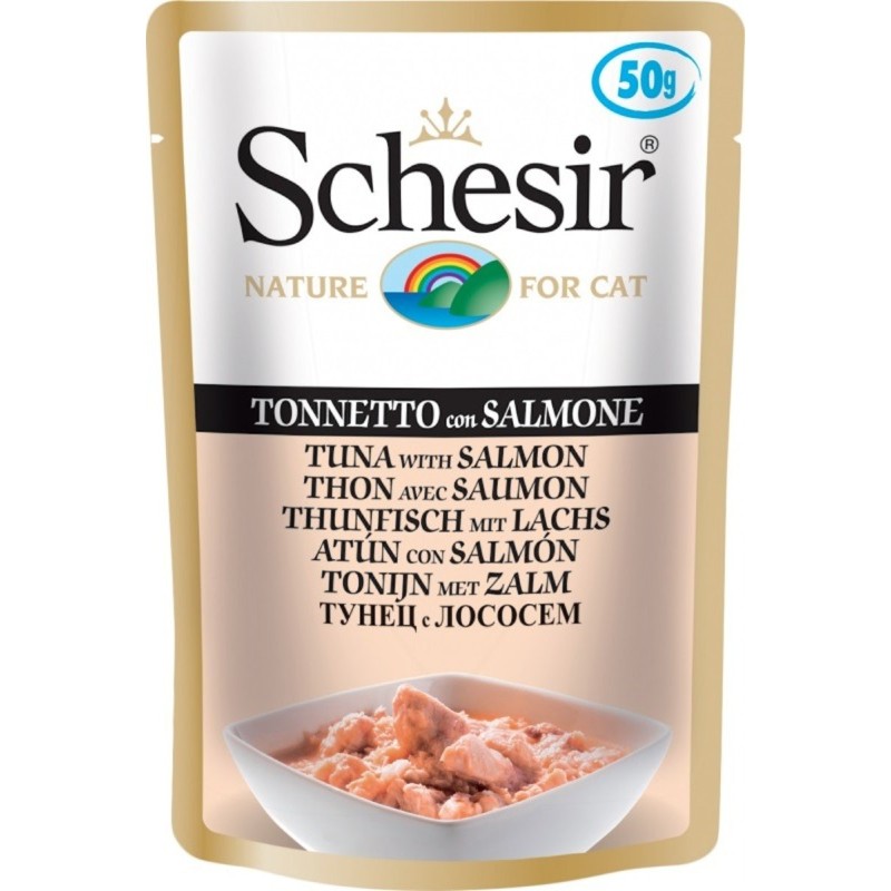 Schesir 30 x 50g Beutel Katzennassfutter Thunfisch mit Lachs