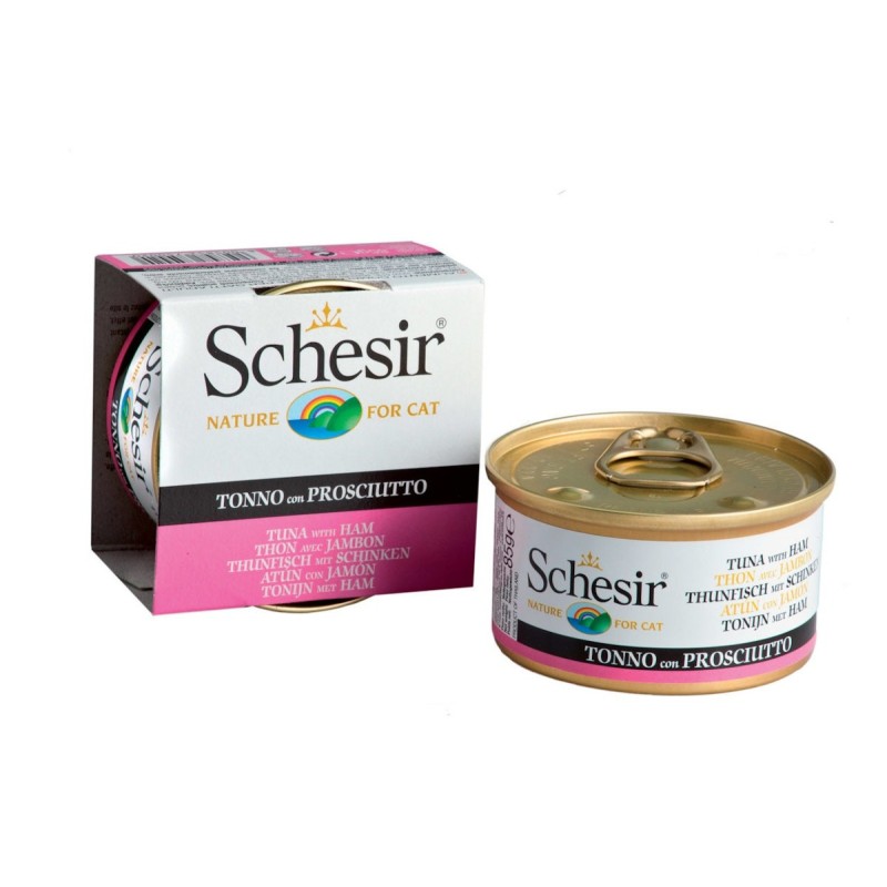 Schesir 24 x 85g Dose Katzennassfutter Thunfisch mit Schinken