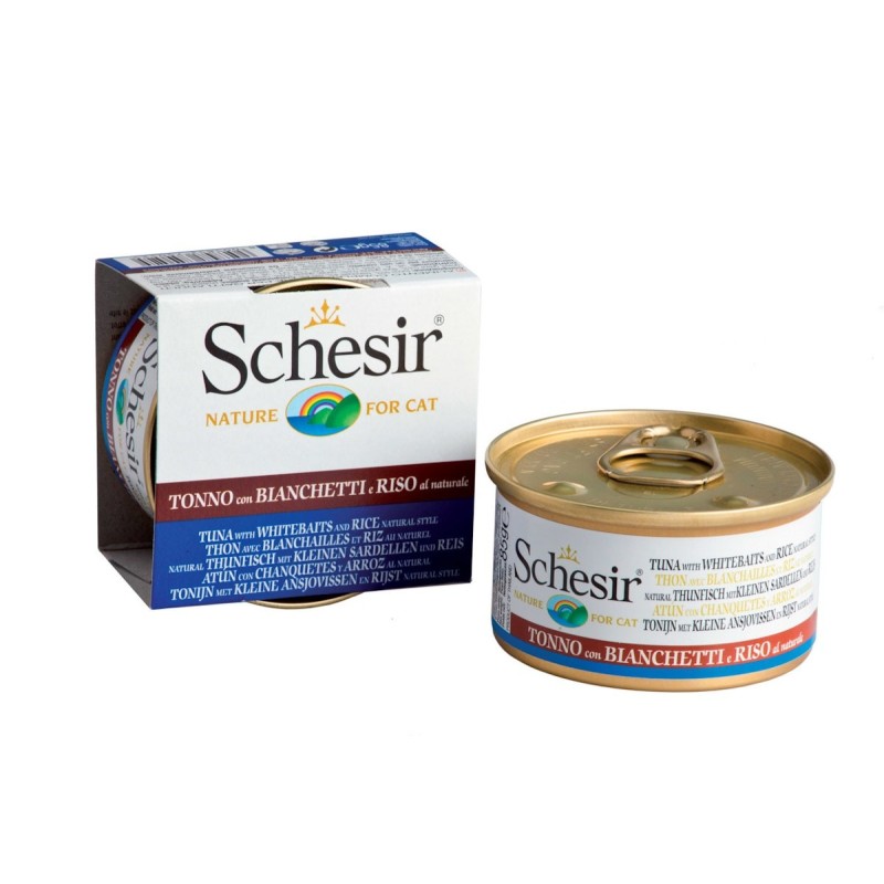 Schesir 24 x 85g Dose Katzennassfutter Thunfisch mit kleinen Sardellen & Reis