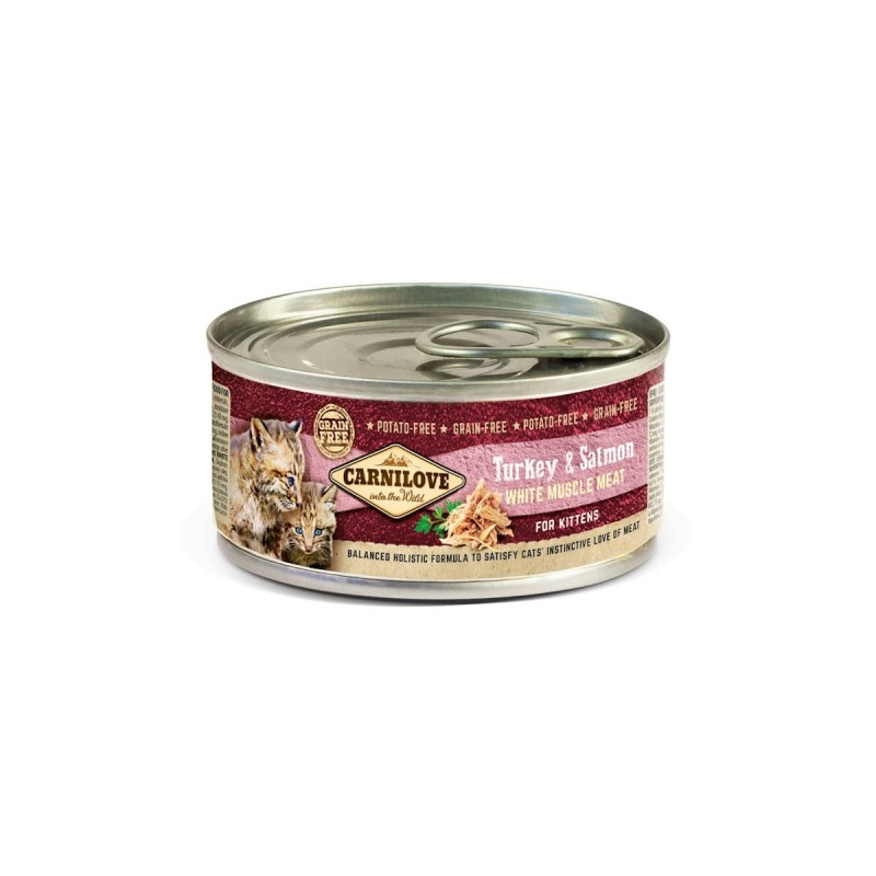 CARNILOVE 100 Gramm Katzennassfutter Sparpaket 24 x 100 Gramm Kitten Turkey & Salmon