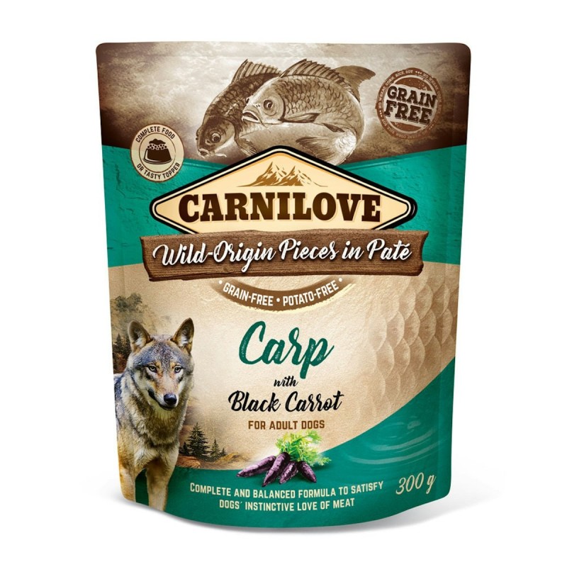 CARNILOVE Pieces in Paté 300 Gramm Hundenassfutter 12 x 300 Gramm Carp with Black Carrot