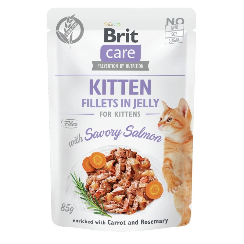 Brit Care Fillets in Jelly 85 Gramm Katzennassfutter Sparpaket 48 x 85 Gramm Salmon Kitten