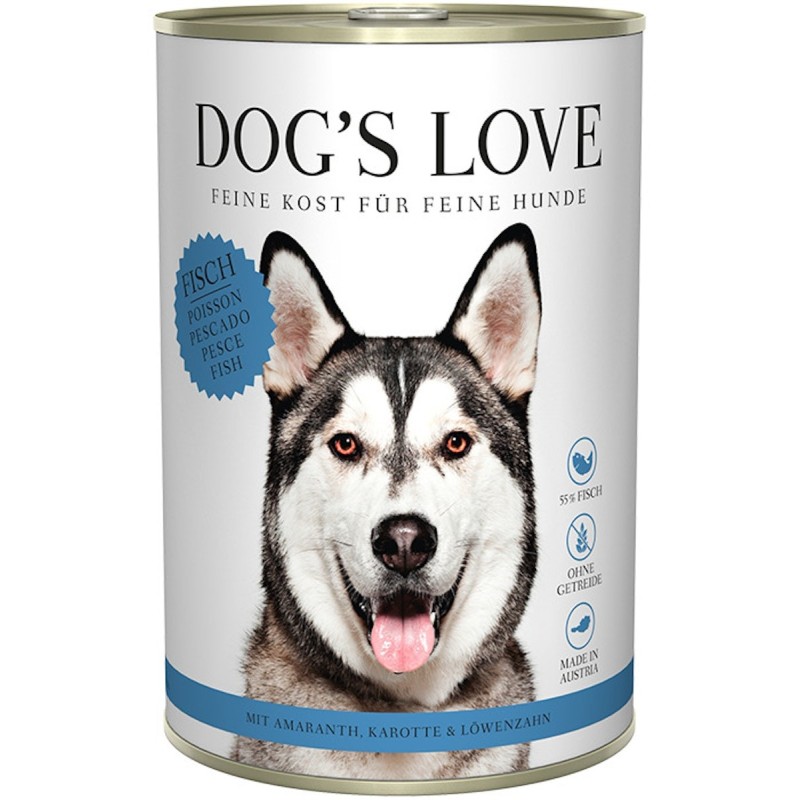 Dog's Love Classic 400g Dose Hundenassfutter 6 x 400 Gramm Fisch mit Amaranth, Karotte & Löwenzahn