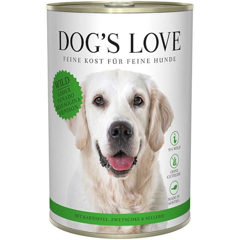 Dog's Love Classic 400g Dose Hundenassfutter Sparpaket 12 x 400 Gramm Wild mit Kartoffel, Zwetschke & Sellerie