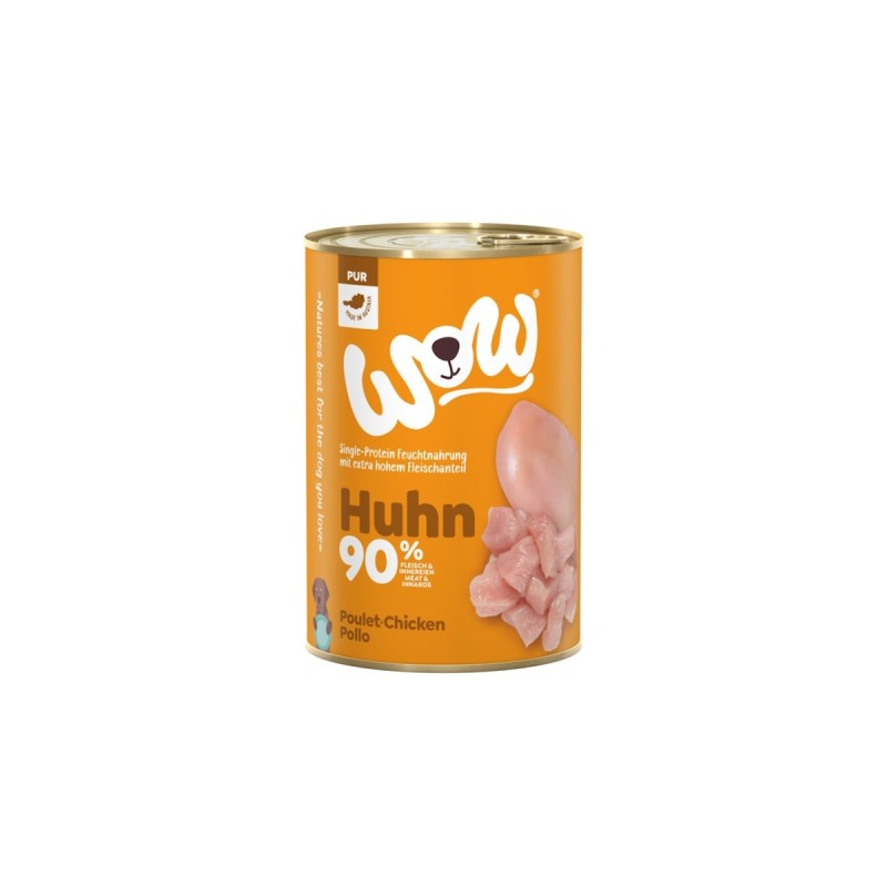 WOW 400g Dose Hundenassfutter Sparpaket 12 x 400 Gramm Huhn pur