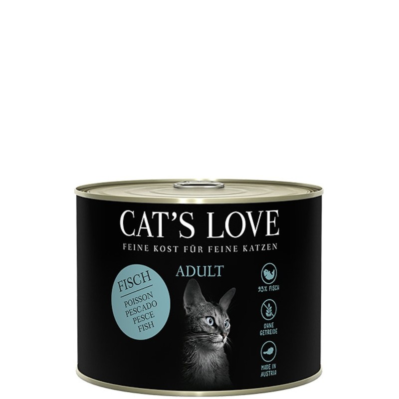 Cat's Love Adult 200g Dose Katzennassfutter Sparpaket 12 x 200 Gramm Fisch Pur mit Distelöl & Petersilie