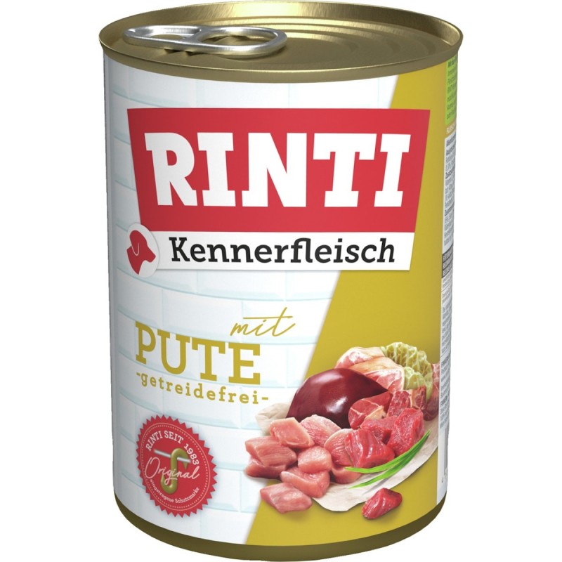 RINTI Kennerfleisch 400g Dose Hundenassfutter 48 x 400 Gramm Pute