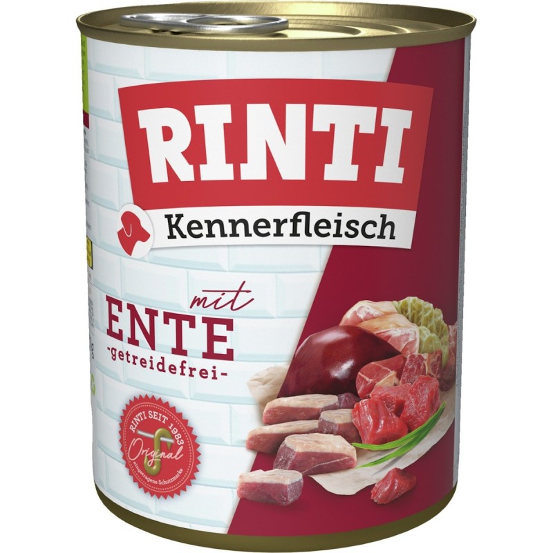 RINTI Kennerfleisch 800g Dose Hundenassfutter Sparpaket 36 x 800 Gramm Ente