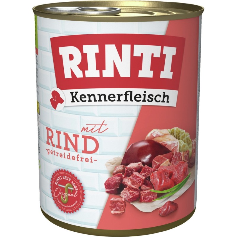 RINTI Kennerfleisch 800g Dose Hundenassfutter Sparpaket 36 x 800 Gramm Rind