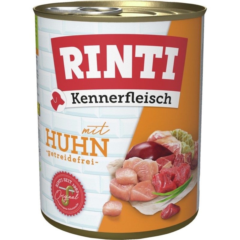 RINTI Kennerfleisch 800g Dose Hundenassfutter Sparpaket 36 x 800 Gramm Huhn