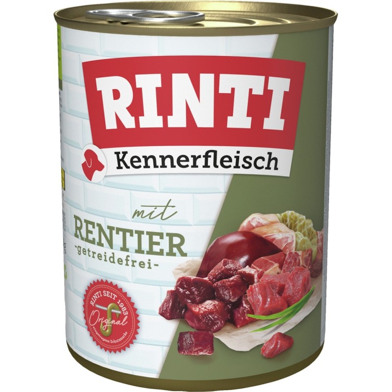 RINTI Kennerfleisch 800g Dose Hundenassfutter Sparpaket 36 x 800 Gramm Rentier