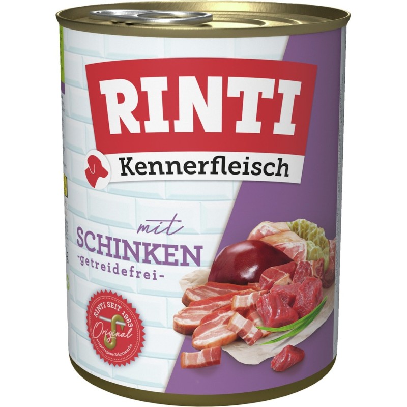 RINTI Kennerfleisch 800g Dose Hundenassfutter Sparpaket 36 x 800 Gramm Schinken