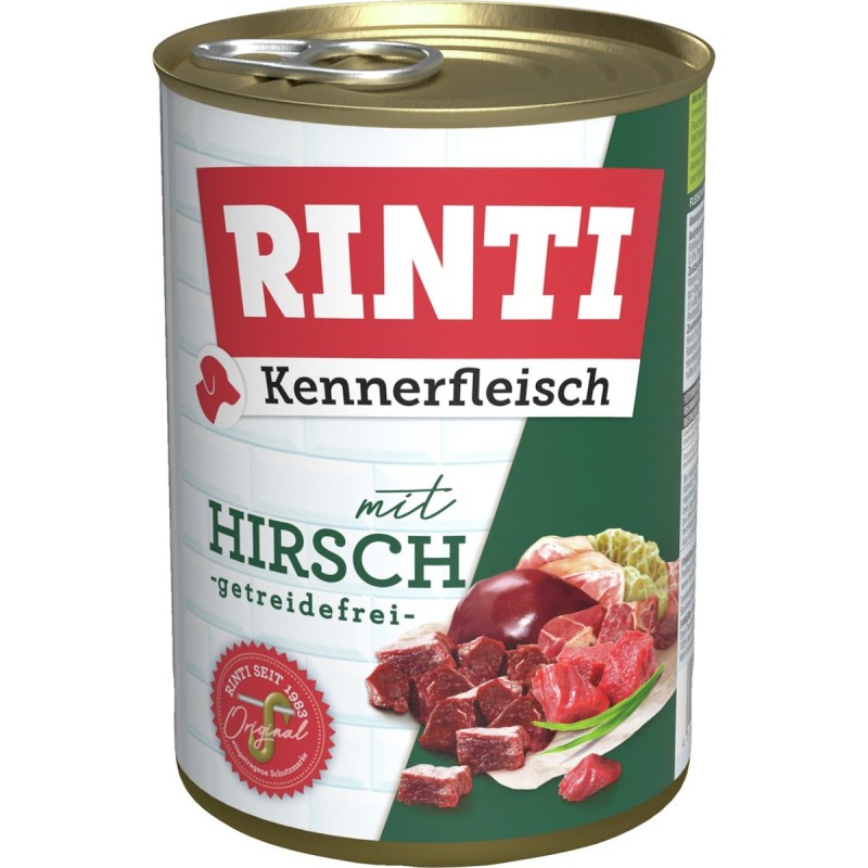 RINTI Kennerfleisch 400g Dose Hundenassfutter 48 x 400 Gramm Hirsch