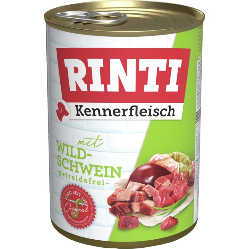 RINTI Kennerfleisch 400g Dose Hundenassfutter 24 x 400 Gramm Wildschwein