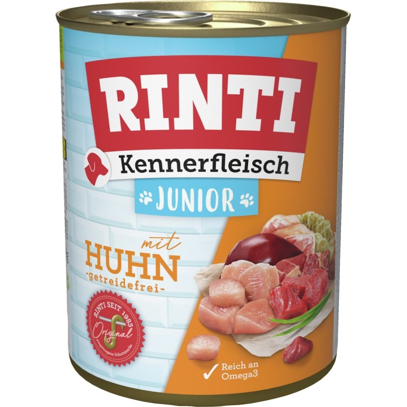 RINTI Kennerfleisch Junior 800g Dose Hundenassfutter Sparpaket 36 x 800 Gramm Huhn