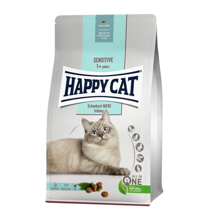 HAPPY CAT Supreme Sensitive Schonkost Niere Katzentrockenfutter Sparpaket 2 x 4 Kilogramm