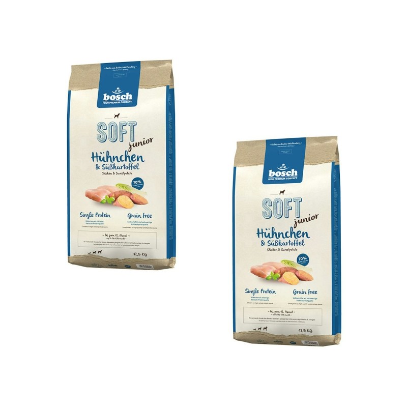 bosch SOFT junior Hühnchen & Süßkartoffel Hundetrockenfutter Sparpaket 2 x 12,5 Kilogramm