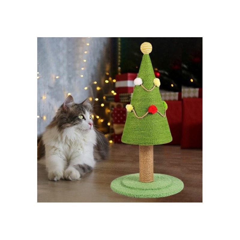 Yousheng Kratzbaum für Katzen, Weihnachtsbaum-Design, kratzfest, mit Plüschball, Simulationsrasen, großes, verschleißfestes K