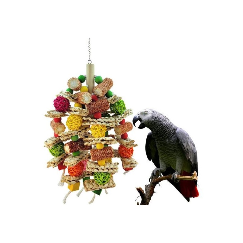 Parrot Toy Colorful Accessories Natural Wooden Puzzle Toy Bird Cage Chewing Toy for