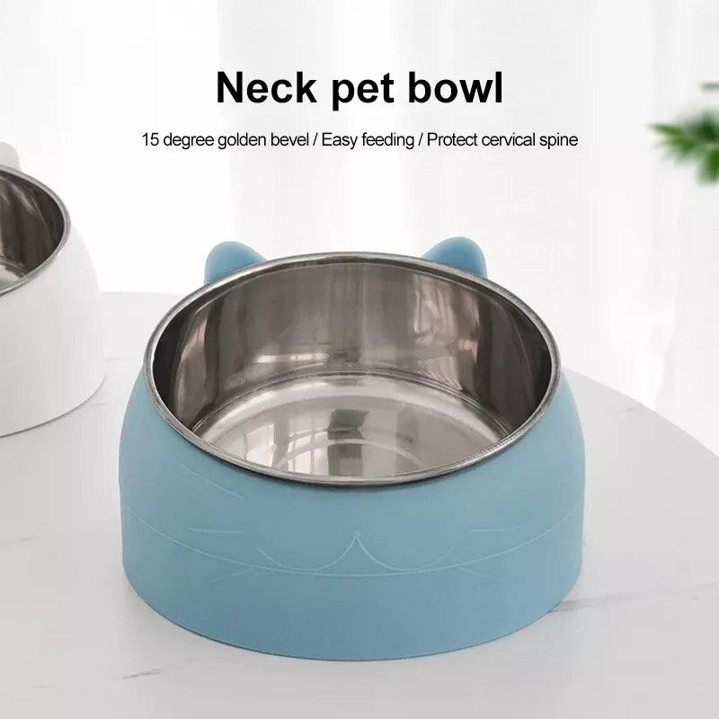 1pc Edelstahl Katze Schöne Kreative Geneigt Kätzchen Welpen Lebensmittel Fütterung Schalen Katzen Trinken Feeder Pet Hunde Ka