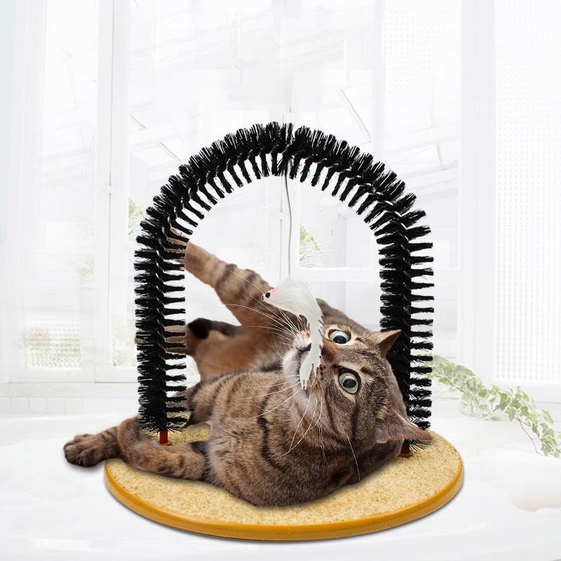 1PC Mode Katze Massager Luffa Haarbürste Selbst Groomer mit Kratzpad interaktives Spielzeug