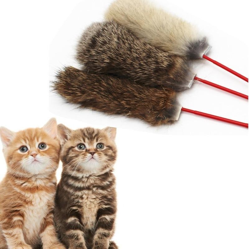 1PC Pet Interaktives Spielzeug Kaninchen Haar Tease Katze Stick Interaktive Kätzchen Spielzeug Spaß Feder Spielzeug Pet Suppl