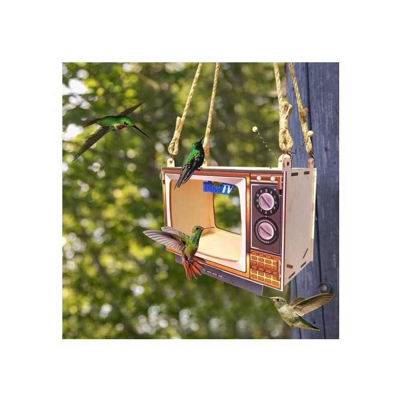 Vintage TV Holz Vogel Feeder Kapazität Garten Wetter-proof Outdoor Hof Große Dekoration Hängen Vogel