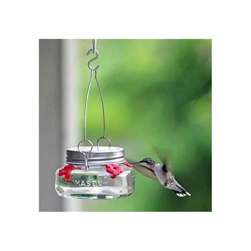 Bird Feeder Hanging Wide Opening Leak-free Flower Feeding Jar Strong Toughness 36954 Flower Hummingbird Feeder Garden