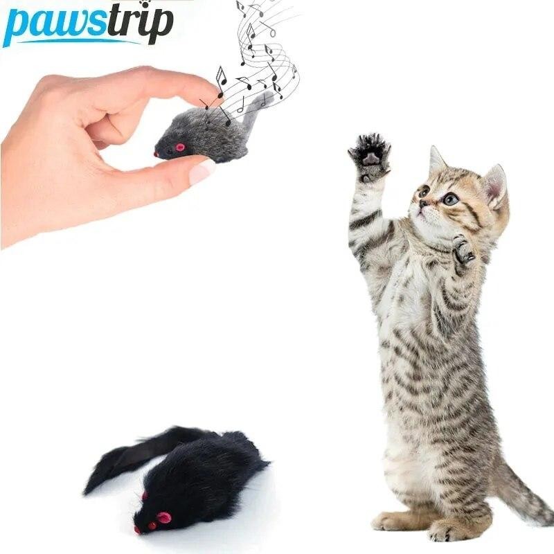 5Pcs Falsche Maus Katze Spielzeug Langhaarigen Schwanz Mäuse Mit Sound Plüsch Weiche Maus Spielzeug für Katzen Biss-beständig