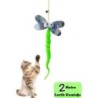 Libelle – selbstklebende und geräuscherzeugende Katzen-Angelrute, 2 Meter elastische Katzen-Spielrute mit Gummi