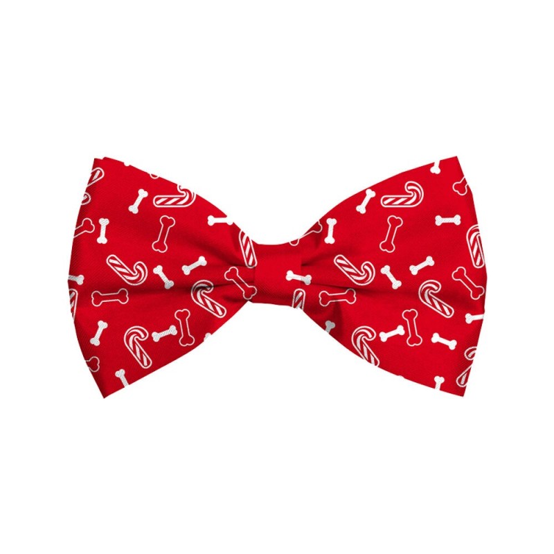 Bow Tie Xmas Bones Candy - Red - Dog - M