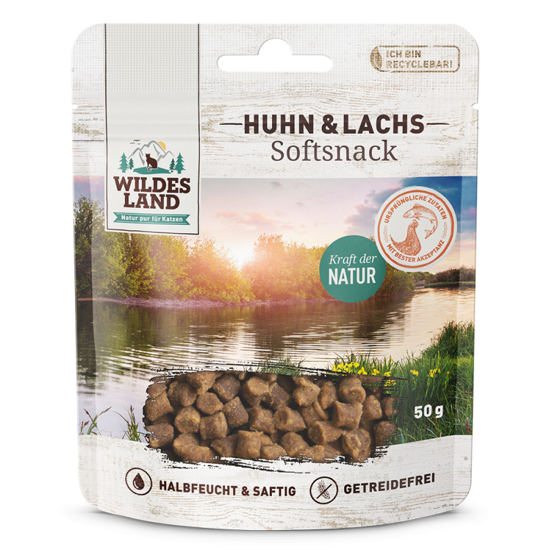 Wildes Land | Huhn & Lachs | Softsnack | 8 x 50 g