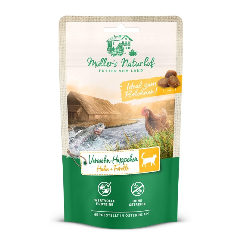 Müller’s Naturhof | Huhn und Forelle | Verwöhn-Häppchen | 7 x 50 g