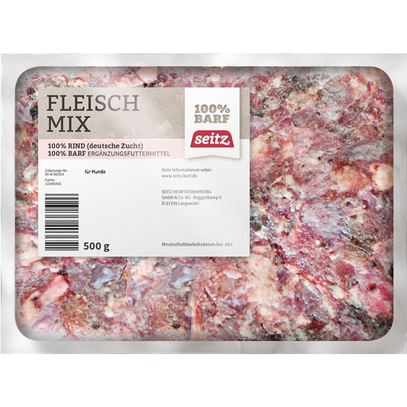 Seitz Fleisch-Mix gewolft Spezialfutter / Frostfutter für Hunde Sparpaket 24 x 500 Gramm