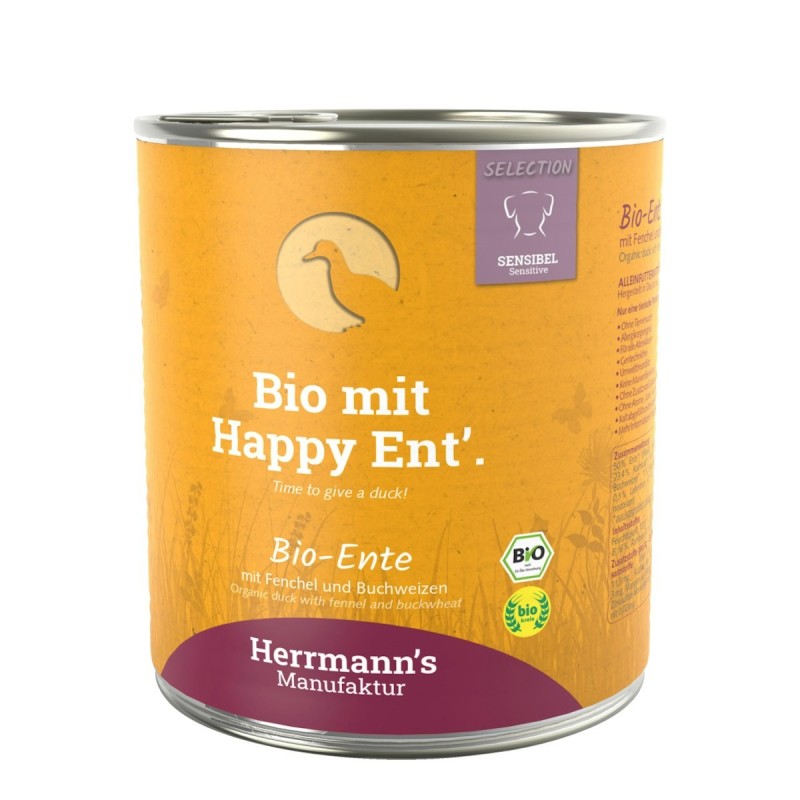 Herrmann's Selection Sensibel / Sensitiv 800g Dose Hundenassfutter 6 x 800g Ente mit Fenchel & Buchweizen