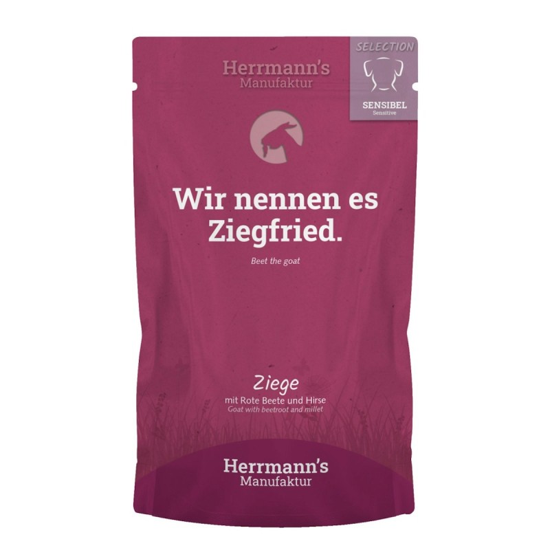 Herrmann's Selection Sensibel / Sensitiv 150g Beutel Hundenassfutter 15 x 150g Ziege mit rote Beete & Hirse