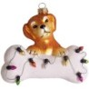 Krebs Glas Lauscha Christbaumschmuck »Hund mit Knochen & Lichterkette, Weihnachtsdeko, Christbaumschmuck«, (1 tlg.), mundgebl