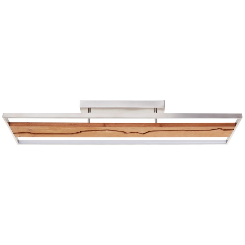 Brilliant LED Deckenleuchte »Thunder«, 100 x 30cm, 6000lm, 3000K, 3-Stufen dimmbar, Holz/Metall, nickelfarben