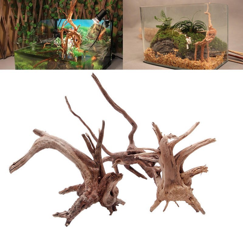 Holz Naturstamm Treibholz Baum Aquarium Fisch Pflanze Dekoration Ornament XS