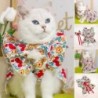 1 Set Haustier Kleid Blumendruck Hund Prinzessin Kleid Set mit Kopfbedeckung Rüschenärmeln Katze Sommerkleid Heimtierbedarf X