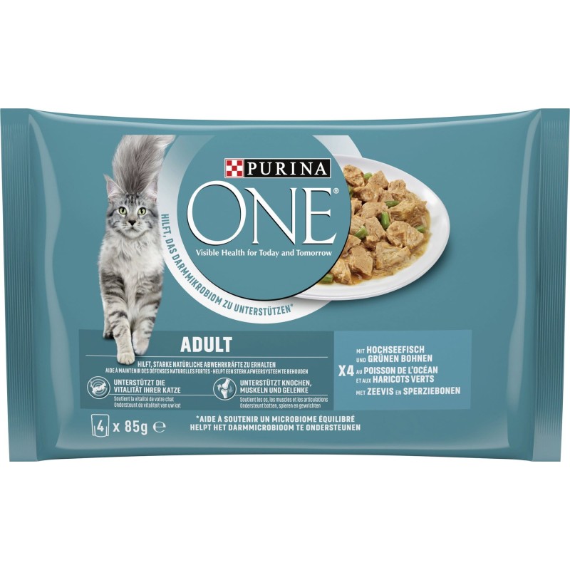 PURINA ONE Adult mit Hochseefisch und grüne Bohnen 4x85g - 340 g