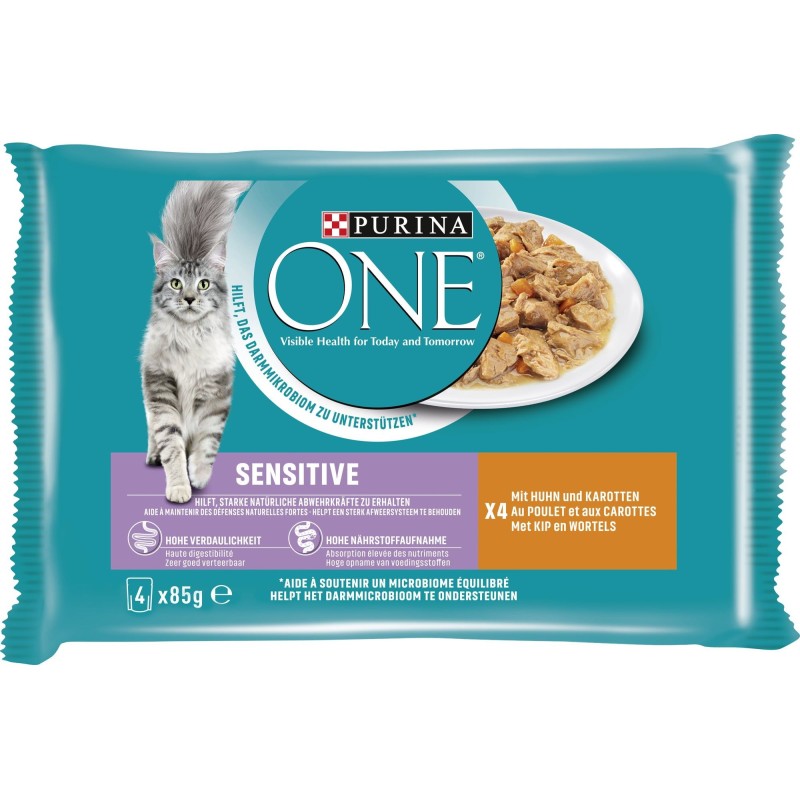 PURINA ONE Spezialitäten Sensitive mit Huhn und Karotten 4x85g - 340 g