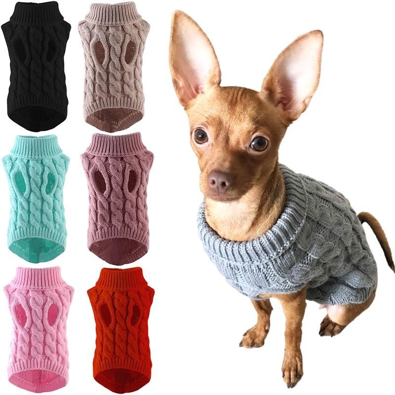 Welpen-Hundepullover für kleine mittelgroße Hunde und Katzen, warme Winterkleidung für Haustiere, Rollkragenpullover, Chihuah